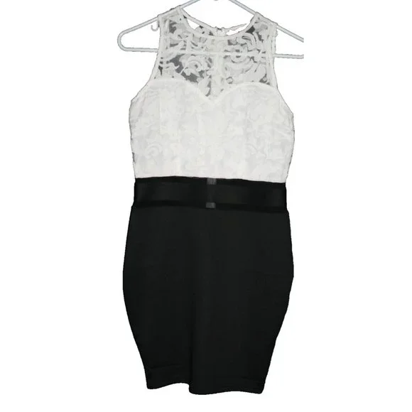 chinese dress ladies Black Lace Racer Neck Slip Mini Dress – AX Paris